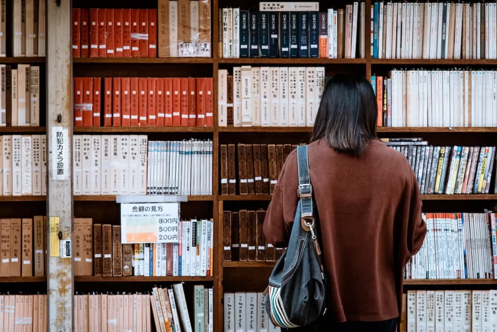 Japanese Student in Library