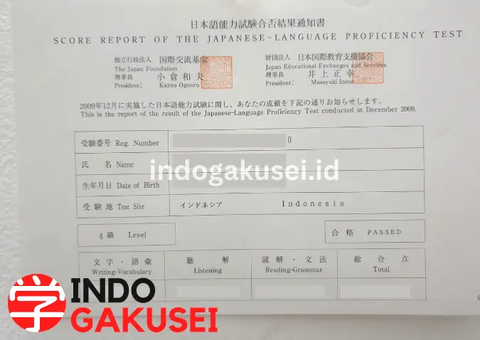 contoh score card JLPT
